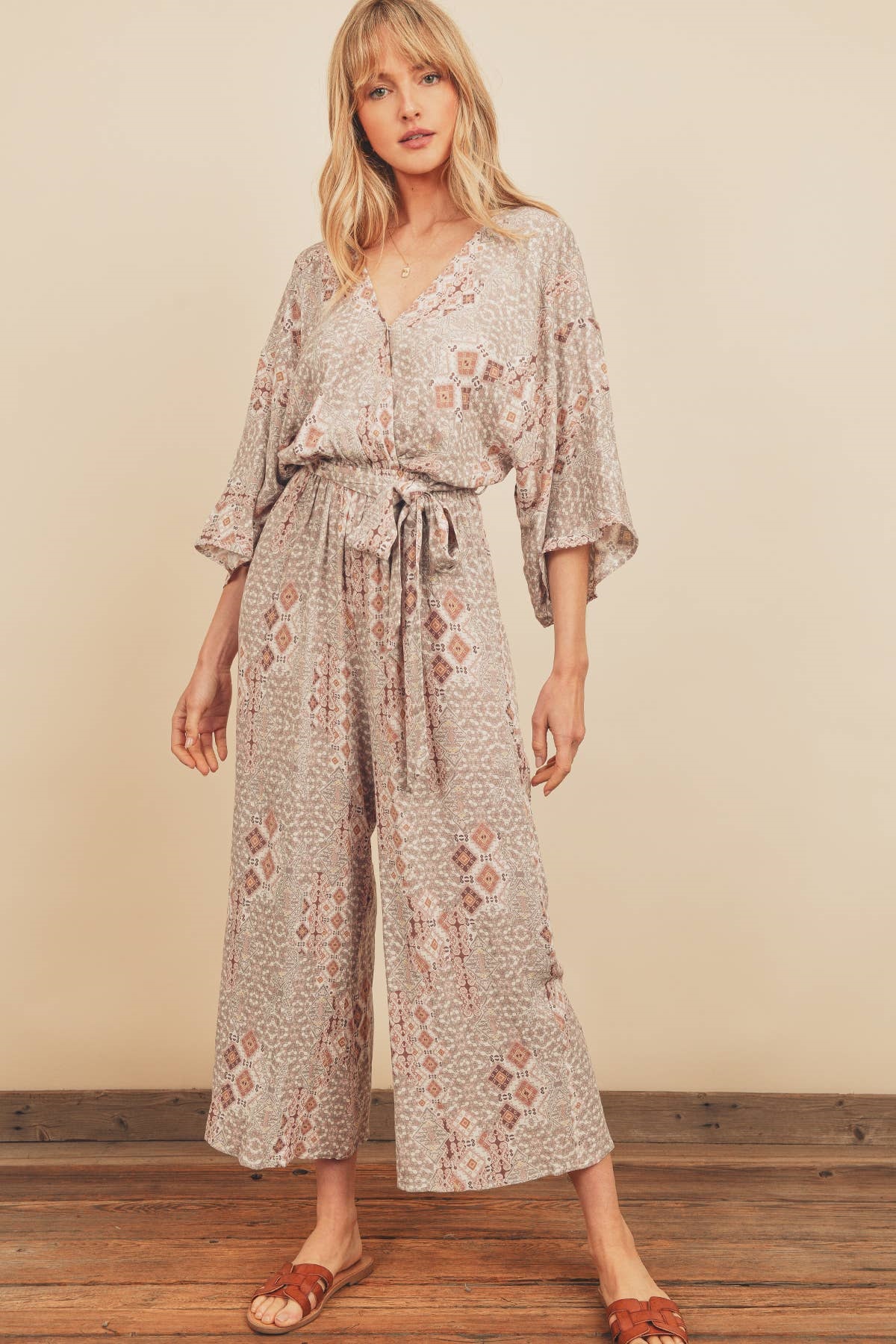 Jumpsuit Ethnic Print Jumpsuits, Kimonos og Haremsbukser Magenta Yoga