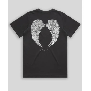 Angel Wings Faded Rocker T-Shirt - Faded Black