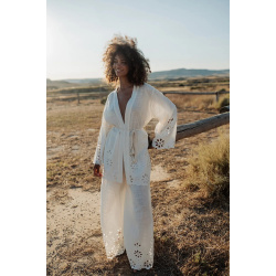 Kimono dress med blonder, str M/L 