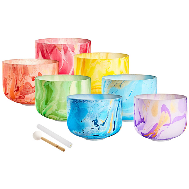 Marble Crystal Singing Bowl Chakra Set 