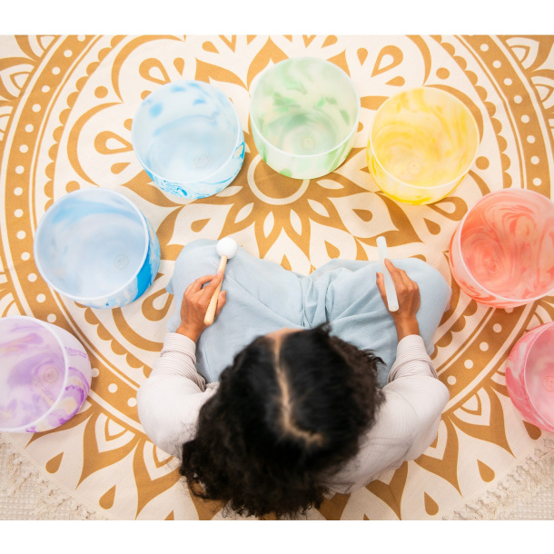 Marble Crystal Singing Bowl Chakra Set 