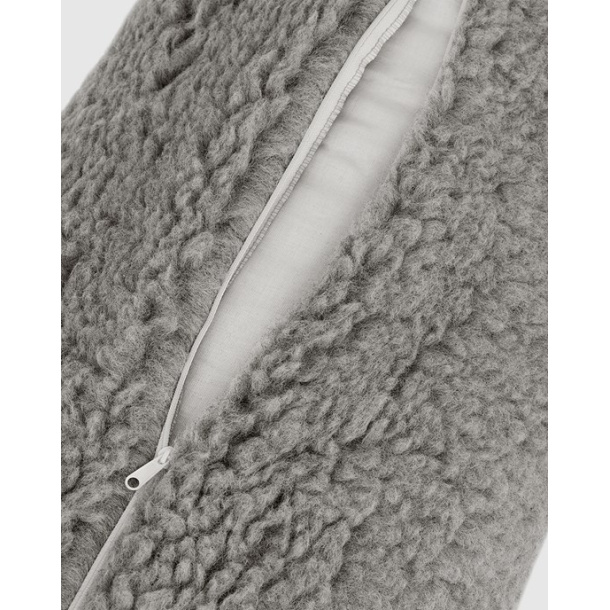 Yogabolster rund i ull, Silver Grey