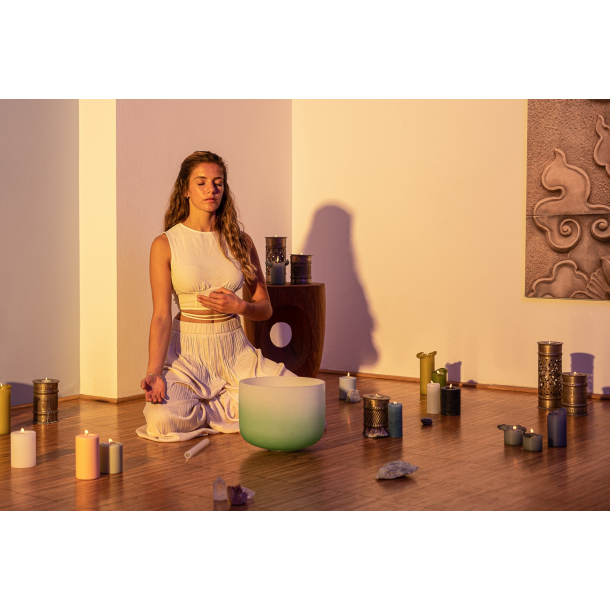 Meinl Sonic Energy Crystal Singing Bowl 11", Frosted, Note F, Heart Chakra, Green