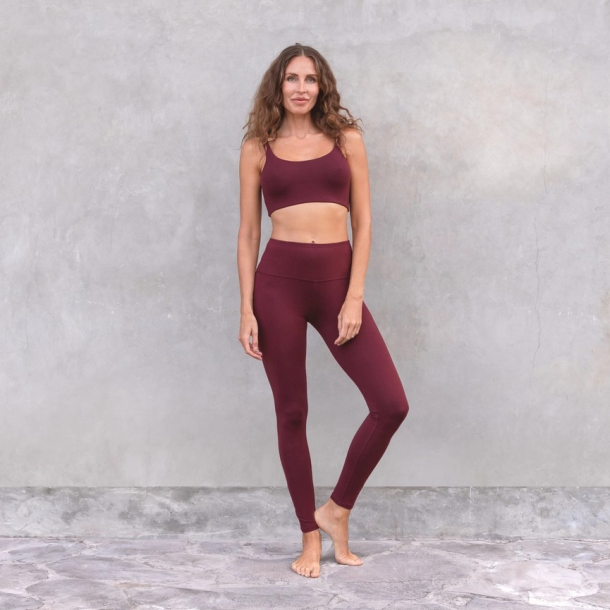 Kate High Waist leggings, bambus og kologisk bomull, burgundy, str L